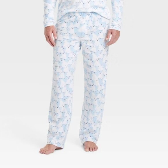 Men's Polar Bear Print Microfleece Holiday Matching Family Pajama Pants Medium - Picture 1 of 5